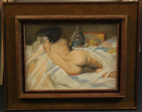 Charles Perron (French, 1893-1958) Reclining female nude, 13 x 17.75in.